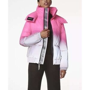 Marc New York Pink Ombre Reflective Puffer Coat Jacket Full Zip Size XL